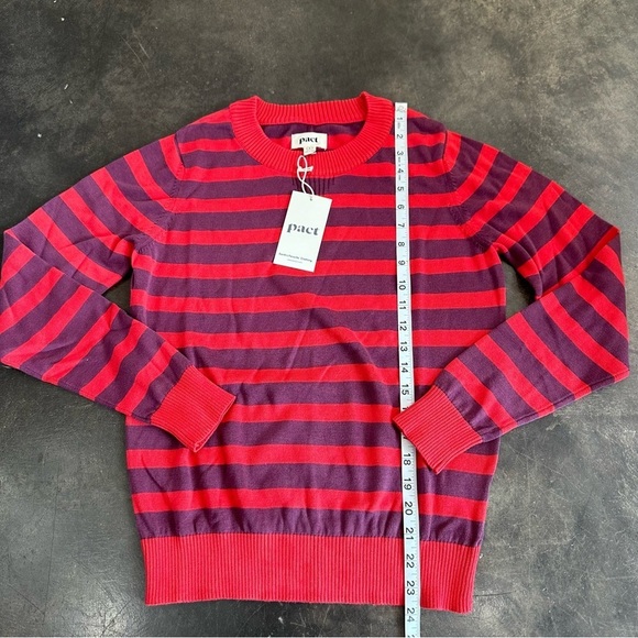 Pact Red and Purple Striped Crew Neck Sweater - Picture 4 of 10